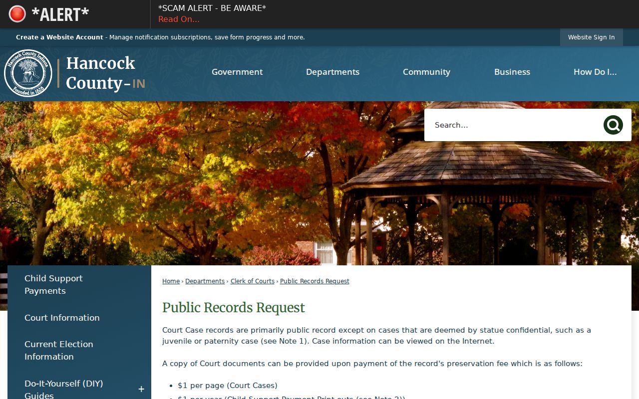 Hancock County case lookup public records request