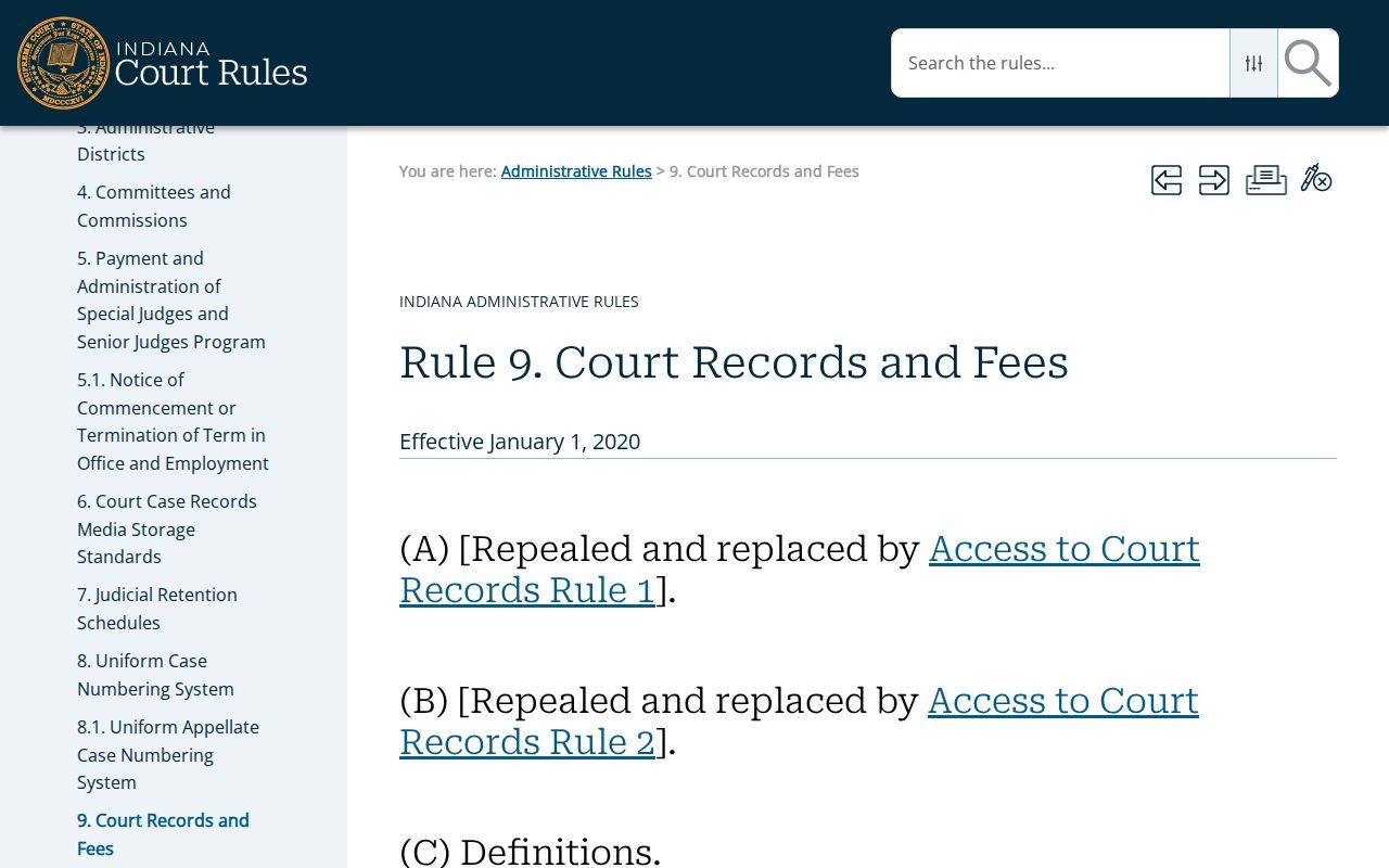 Hancock County civil docket Administrative Rule 9 calendar access
