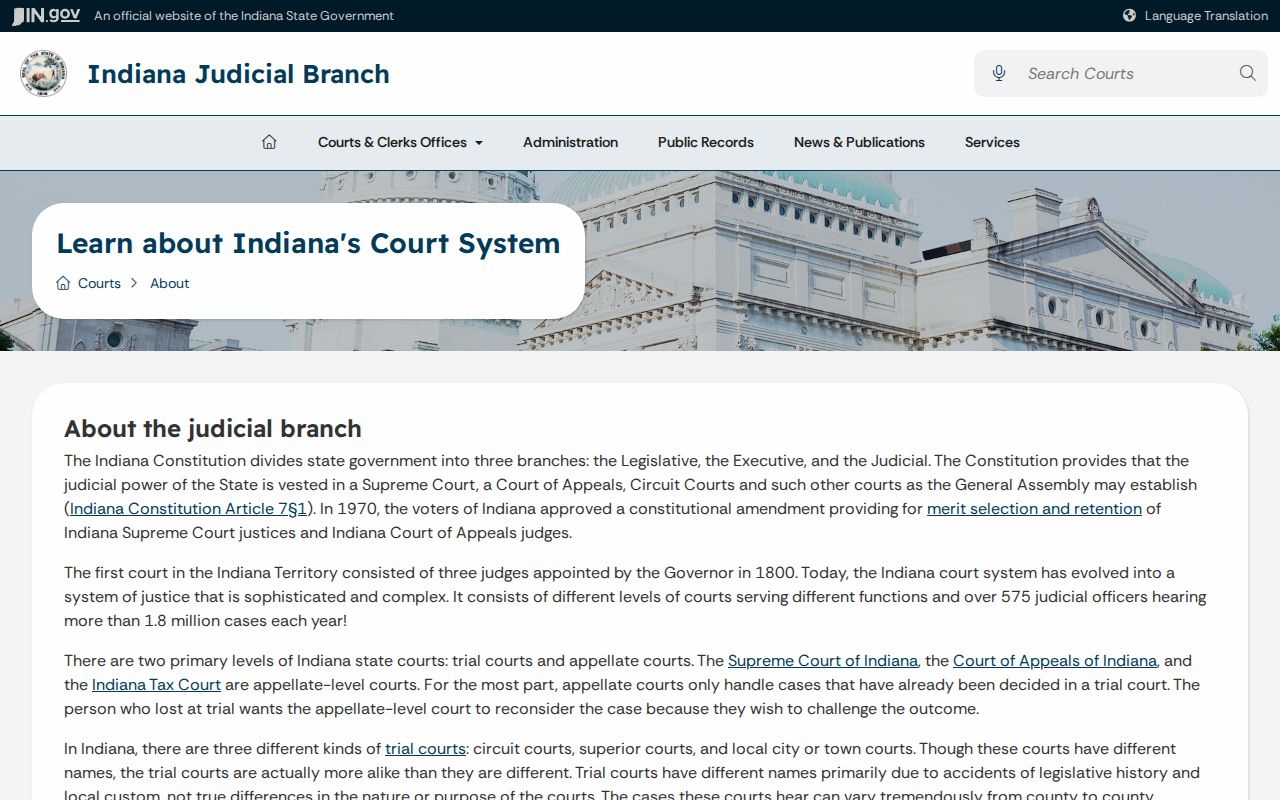 Hancock County court dates Indiana court system overview