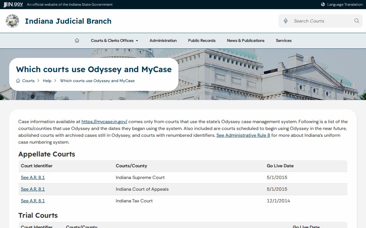 Hancock County court dates Odyssey active court list