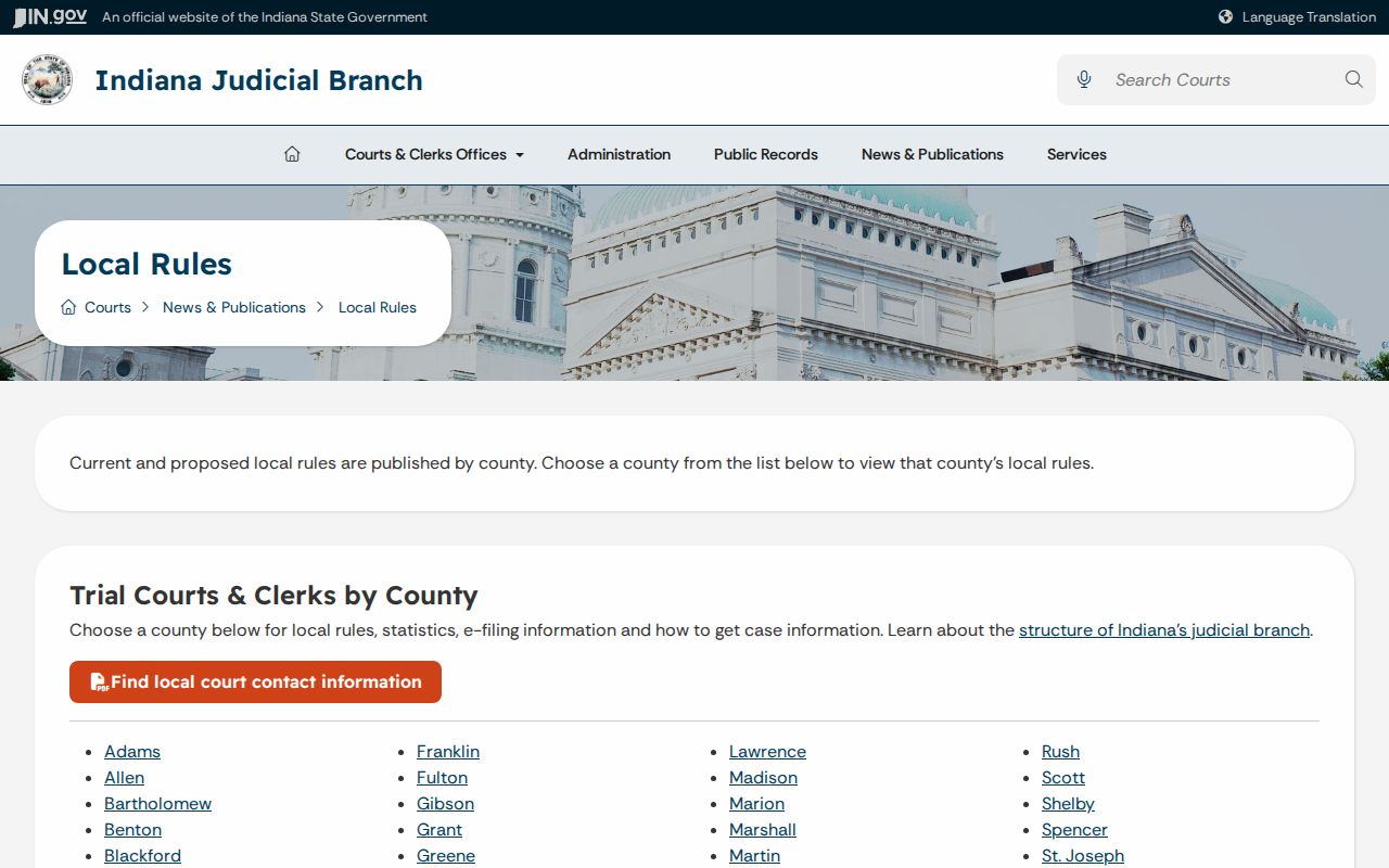Hancock County court record search local rules