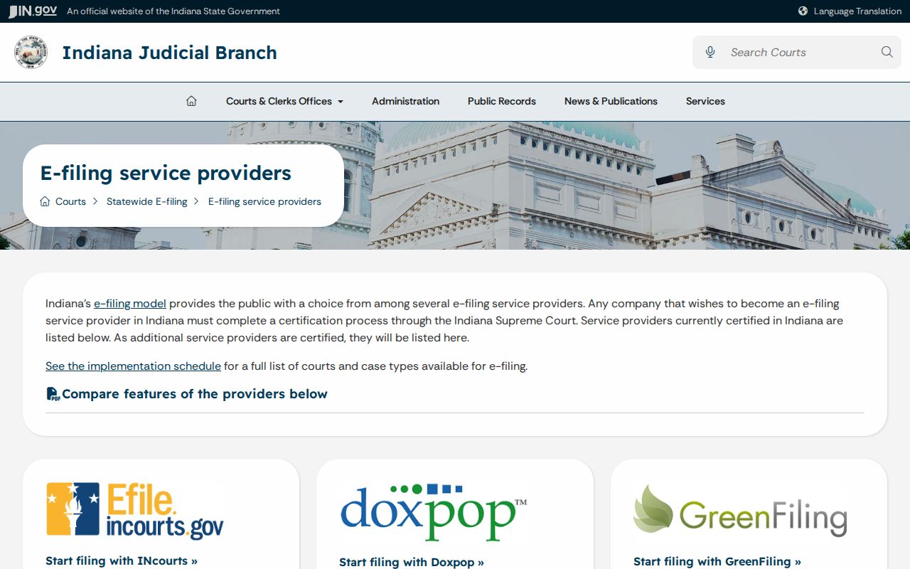 Hancock County criminal docket certified filing providers